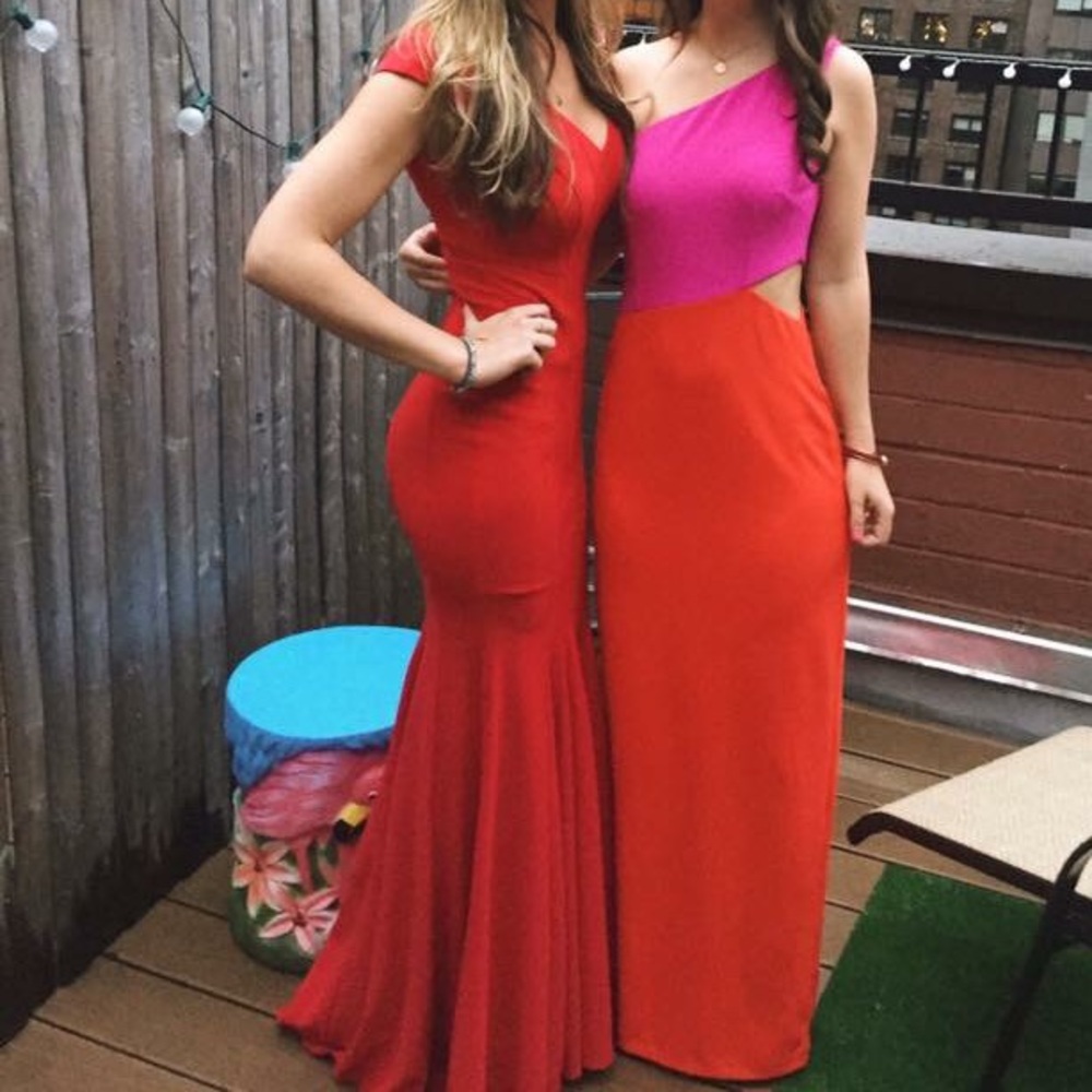 Red gown worn once dry cleaned